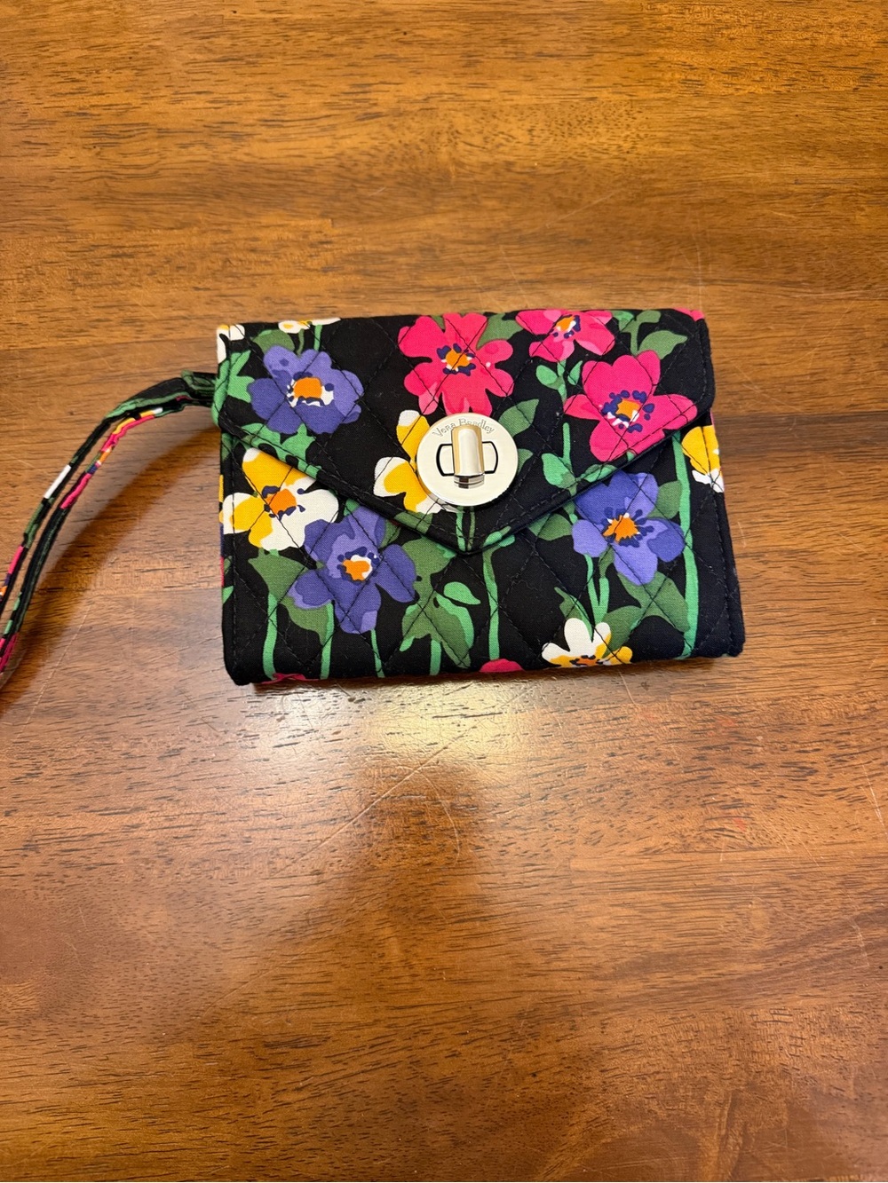 Vera Bradley Floral Quilted Wristlet Wallet - Black Multicolor. New.